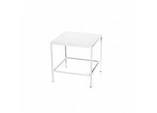 Mesa Lateral Ferro Branco com Tampo Mámore Branco