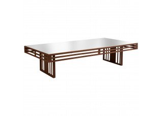 Mesa de Centro com Moldura Ferro Envelhecido e Tampo Espelho Bronze