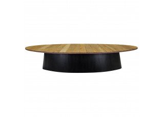 Mesa Design Oval com Tampo Madeira Demolição