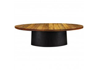 Mesa Design Oval com Tampo Madeira Demolição