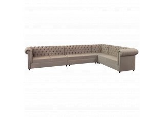 Sofá Chesterfield Linho Fendi em "L" 3,79 x 2,45 x 0,85h