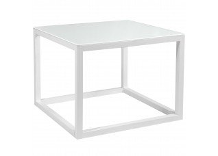 Base Cubo Vazado Branco com Tampo Vidro Branco