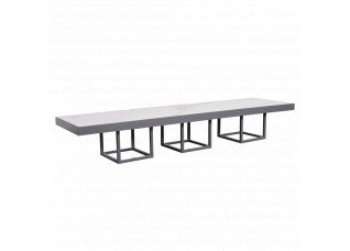 Mesa de Centro Tampo Laca com Mármore Branco Mesclado com Base Cubo Aresta Mini 2,38 x 0,61 x 0,40h