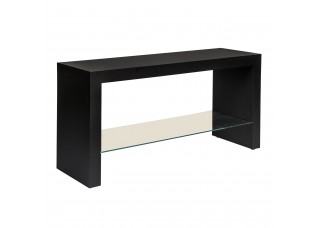 Sofá Table Formicado Preto com prateleira de vidro