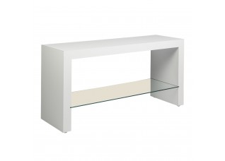 Sofá Table Formicado Branco com prateleira de vidro